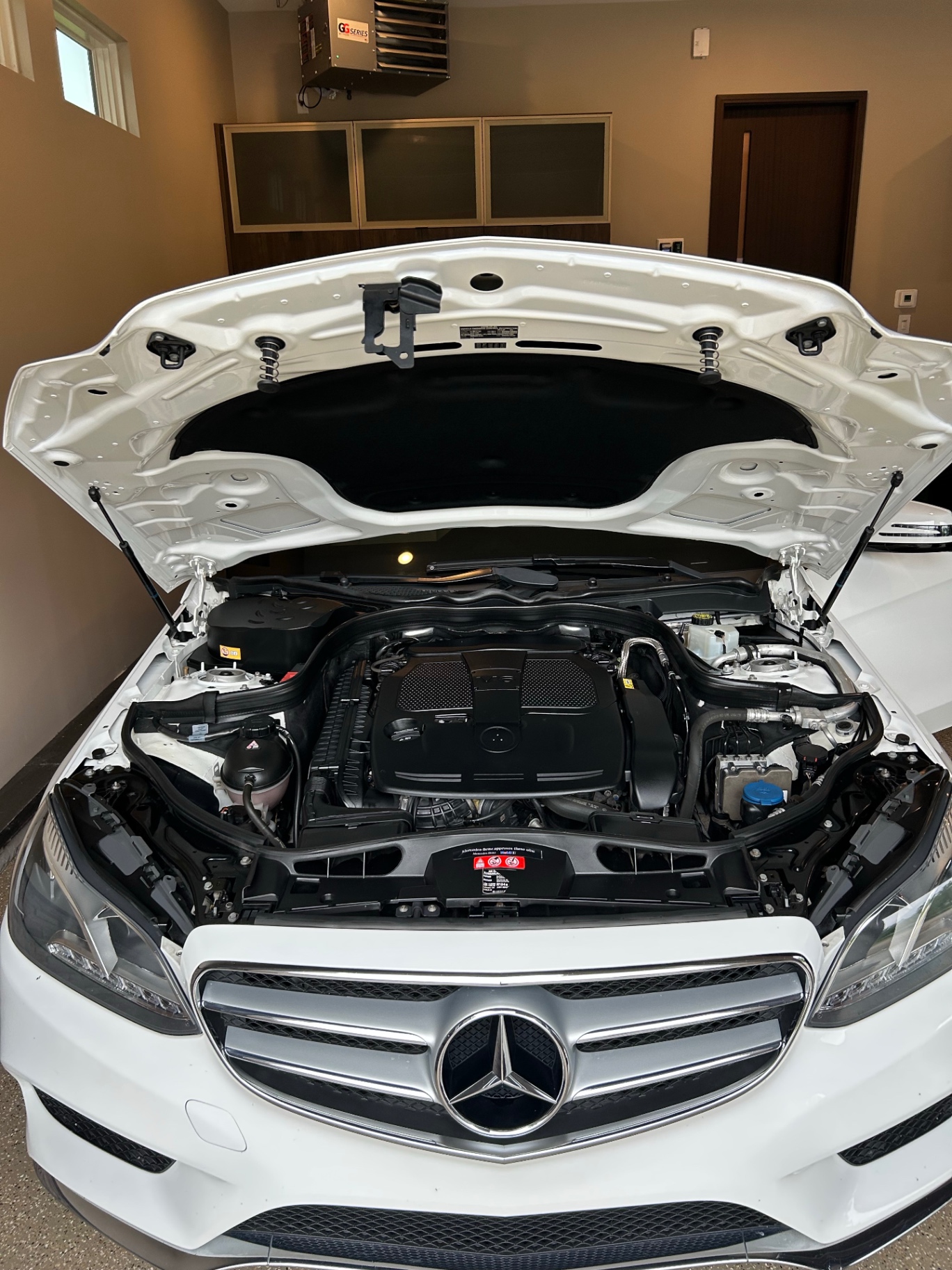 Mercedes engine bay cleaned and detailed