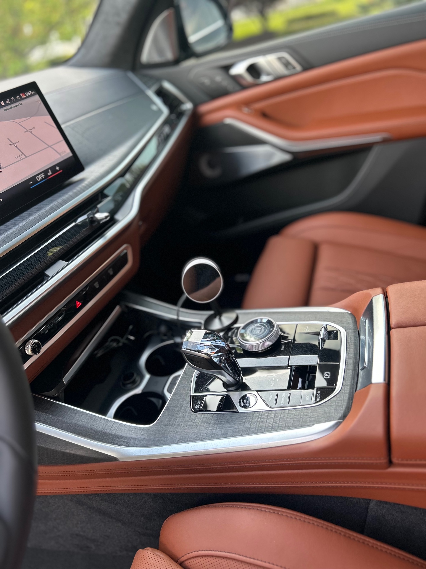 Luxury brown leather interior cleaned and refreshed